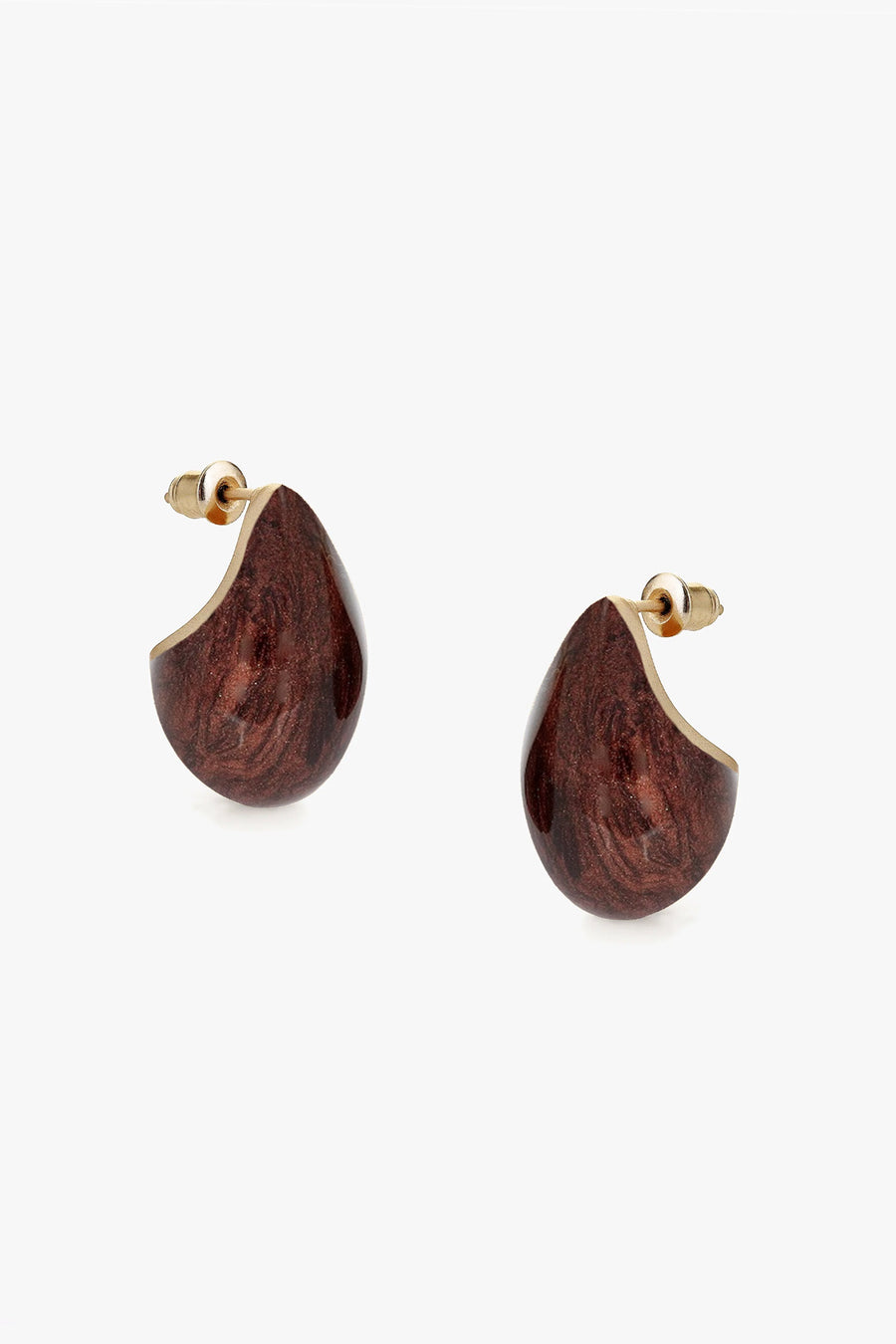 HUSH EARRINGS BROWN SHIMMER ENAMEL