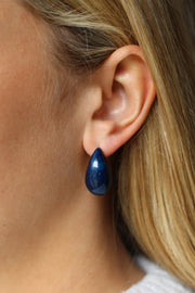 Hush Earrings Navy Shimmer Enamel