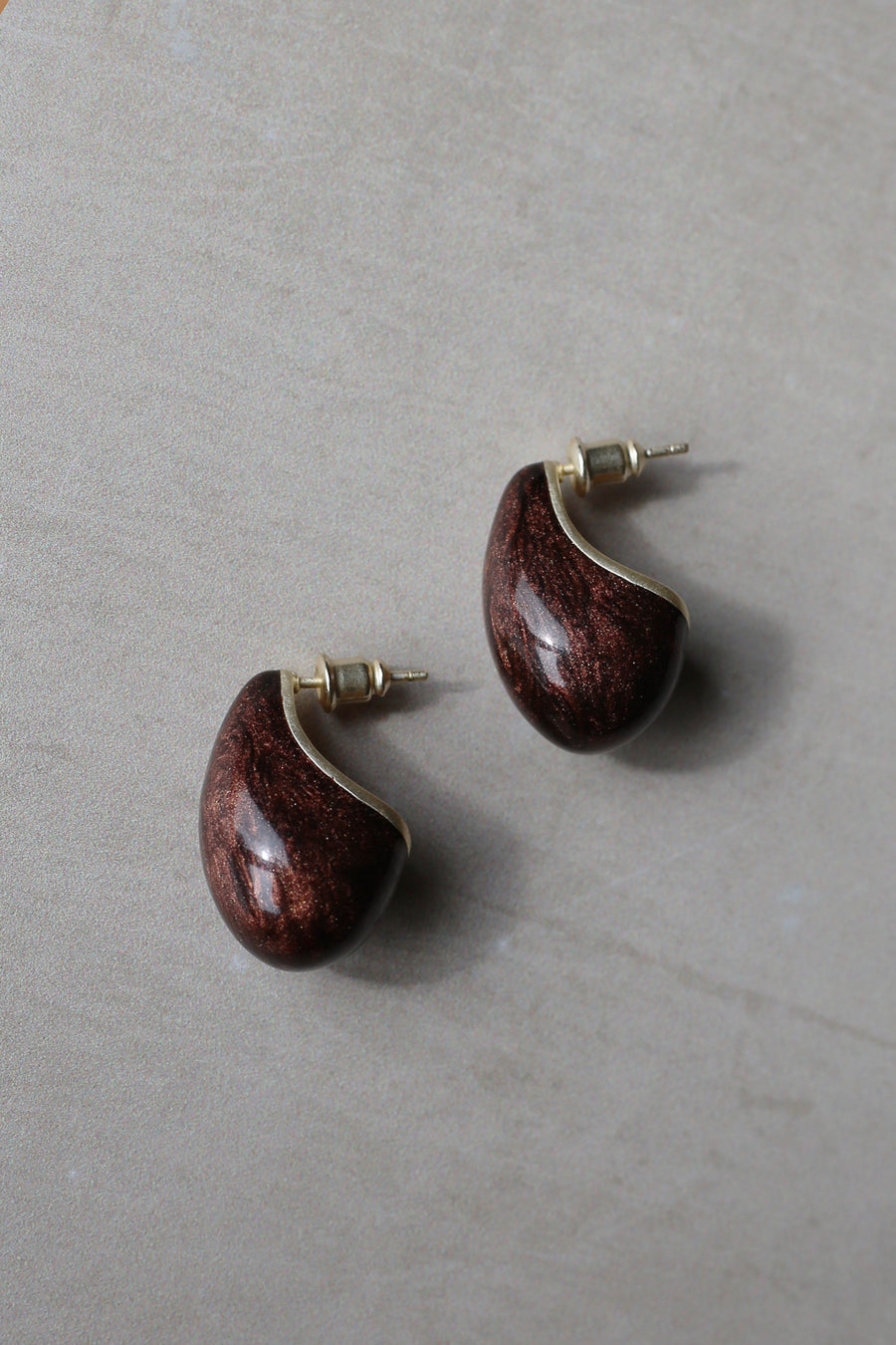 Hush Earrings Brown Shimmer Enamel